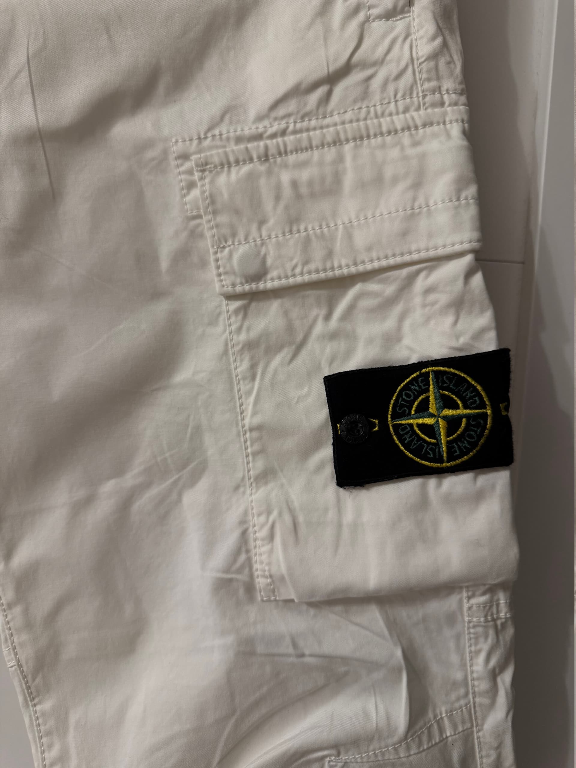 Stone Island, Повседневные брюки, Белые карго мужские Stone Island, размер 28, фото 4